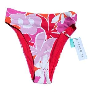 NWT Seafolly Sun Dancer High Rise Bottoms Spicy Orange US 6